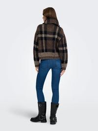 Only Maroon Zip Collar Cardigan