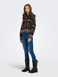 Only Maroon Zip Collar Cardigan