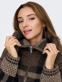 Only Maroon Zip Collar Cardigan