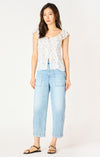 DEX- Ruffle Sleeve Slit Hem Top
