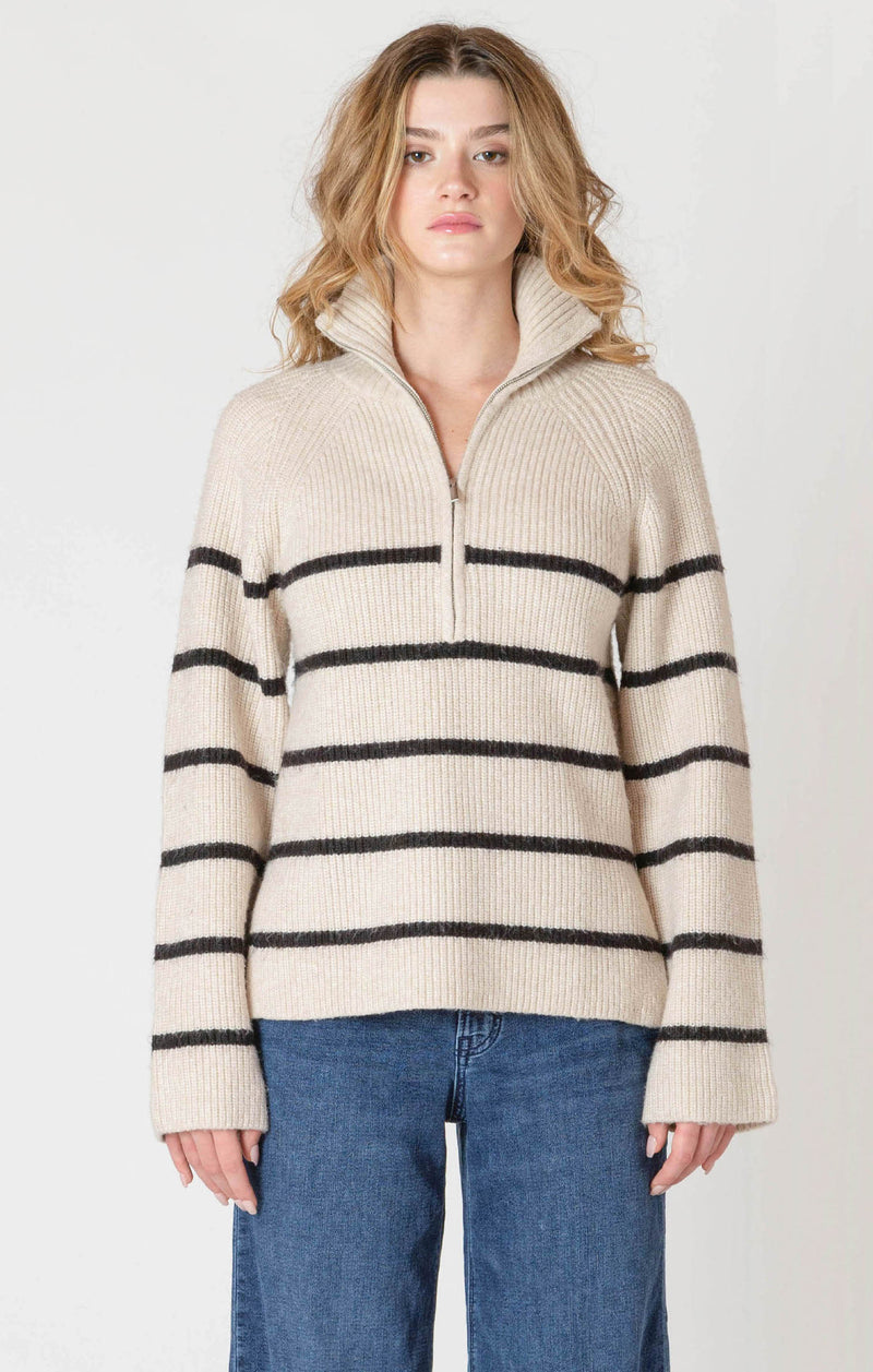 DEX- Half Zip Striped Sweater