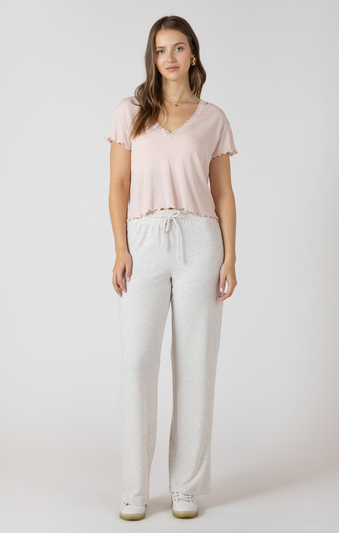DEX - Lace Trim Waffle Tee