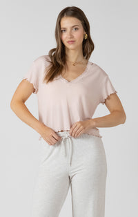 DEX - Lace Trim Waffle Tee