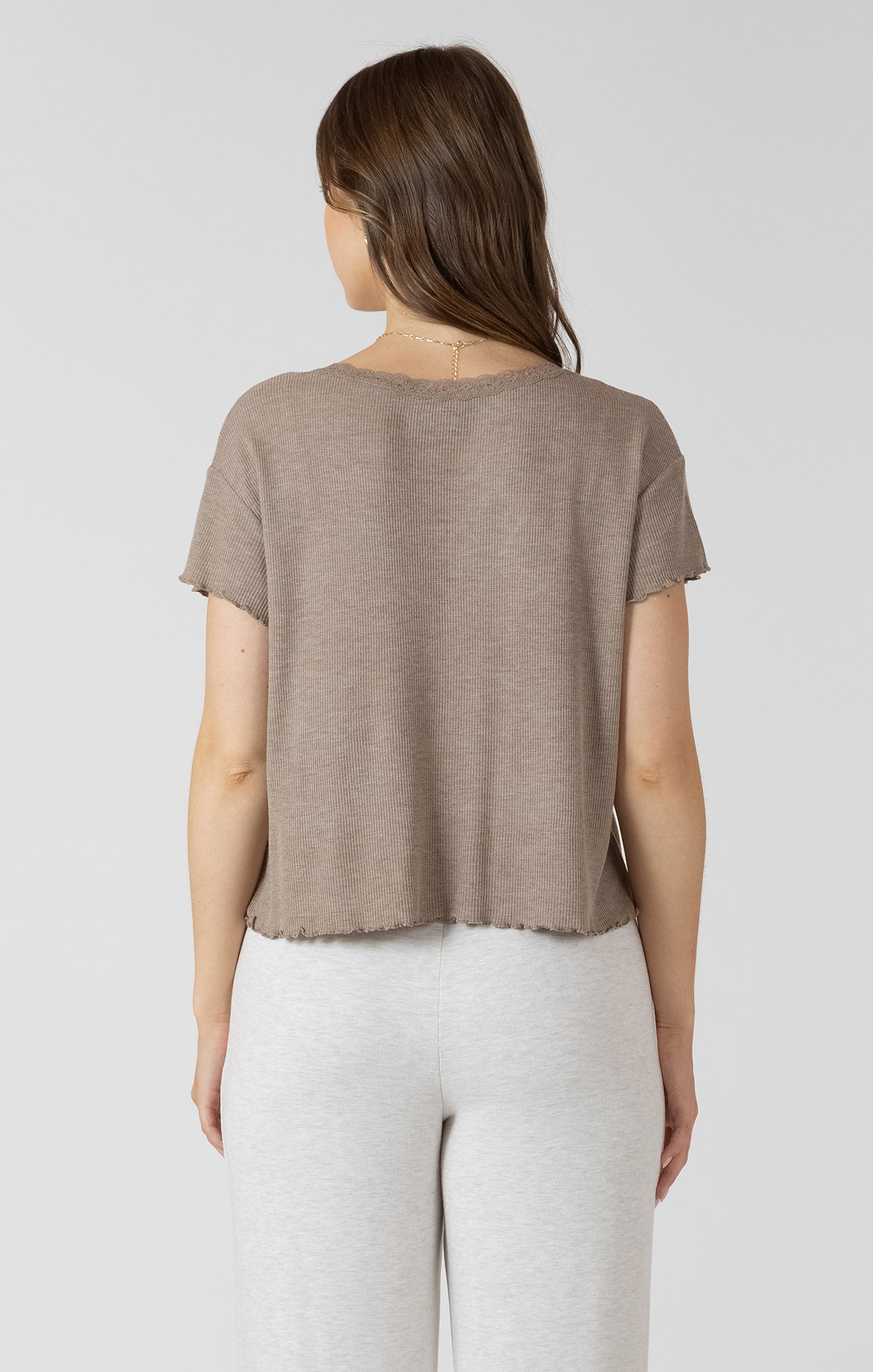 DEX - Lace Trim Waffle Tee