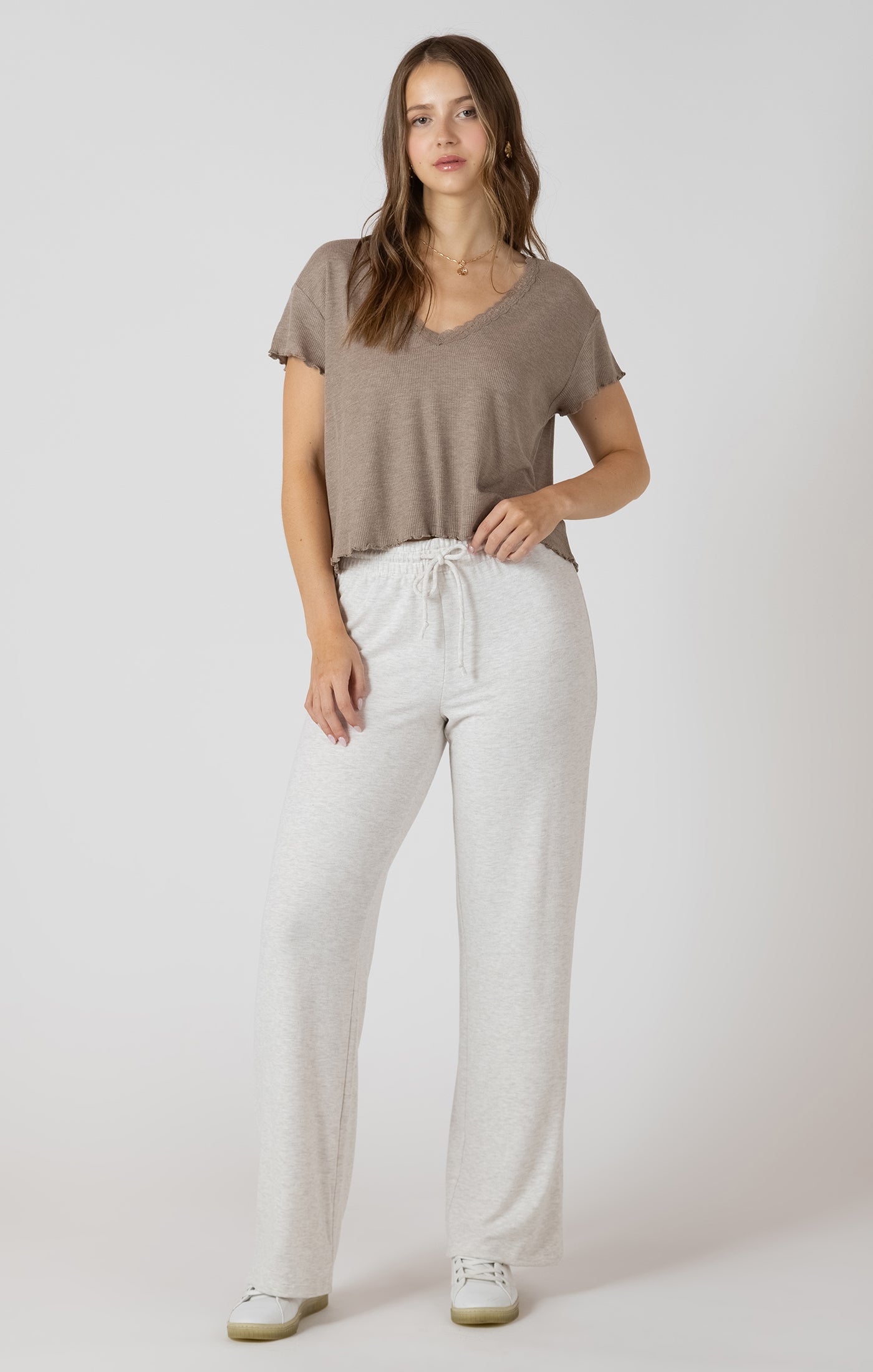 DEX - Lace Trim Waffle Tee