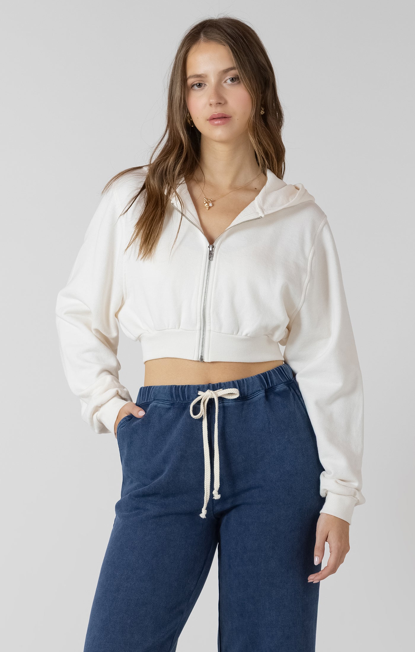 DEX- Cropped Zip Front Hoodie