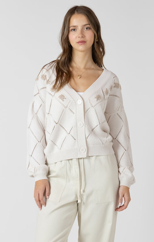DEX - Embroidered Pointelle Cardigan