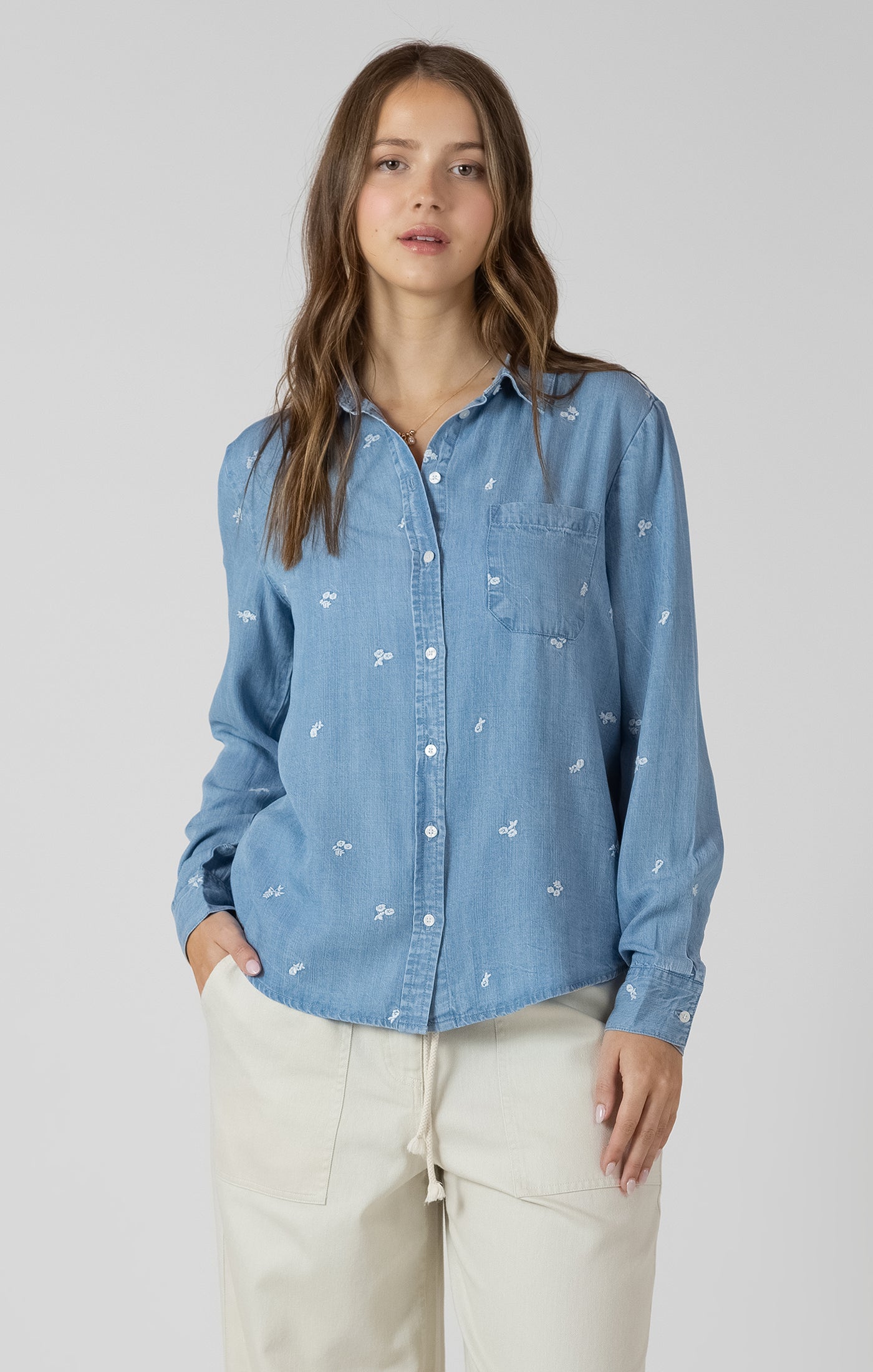 DEX- Embroidereed Button Front Shirt