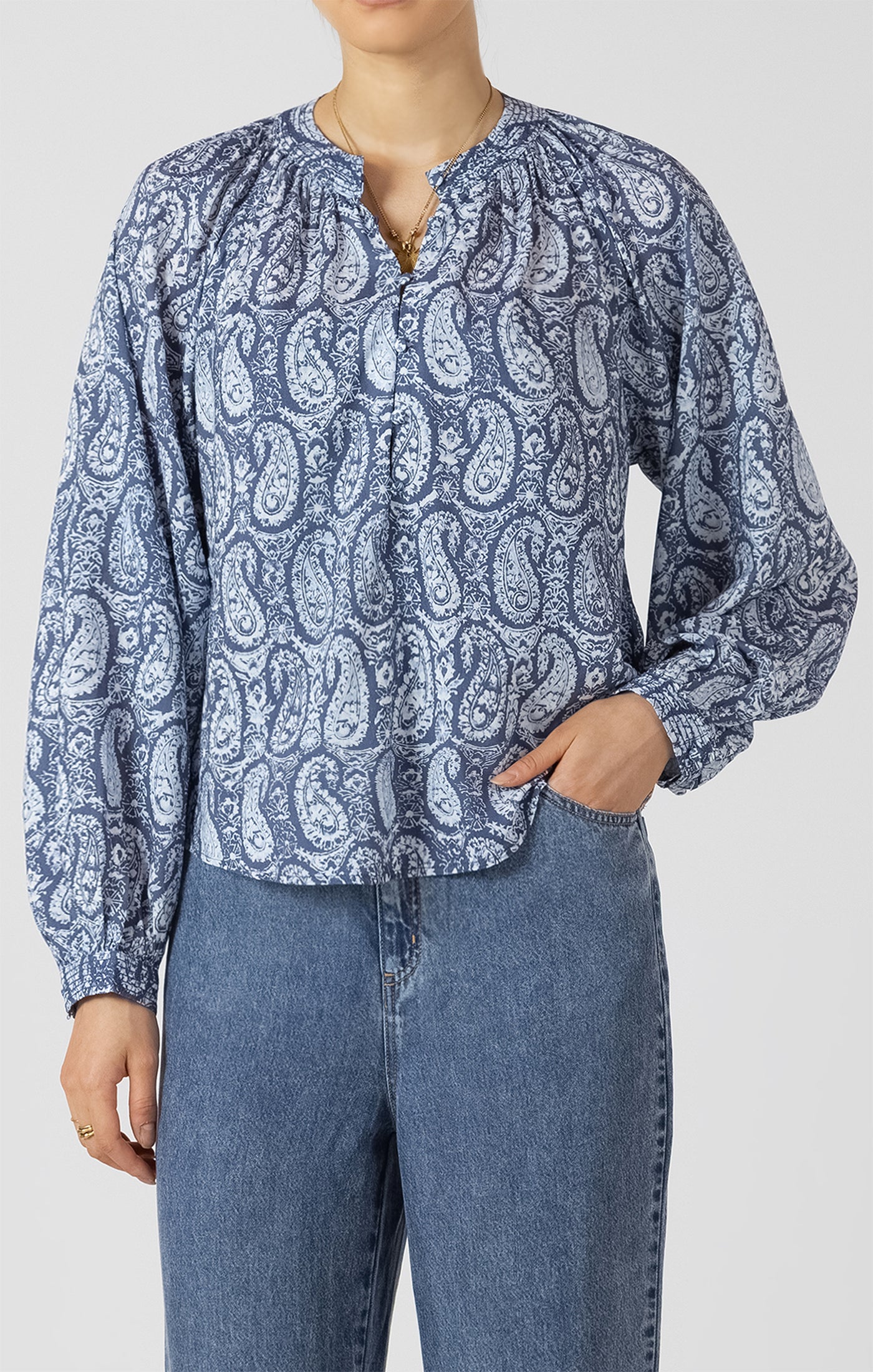DEX- Balloon Sleeved Paisley Blouse