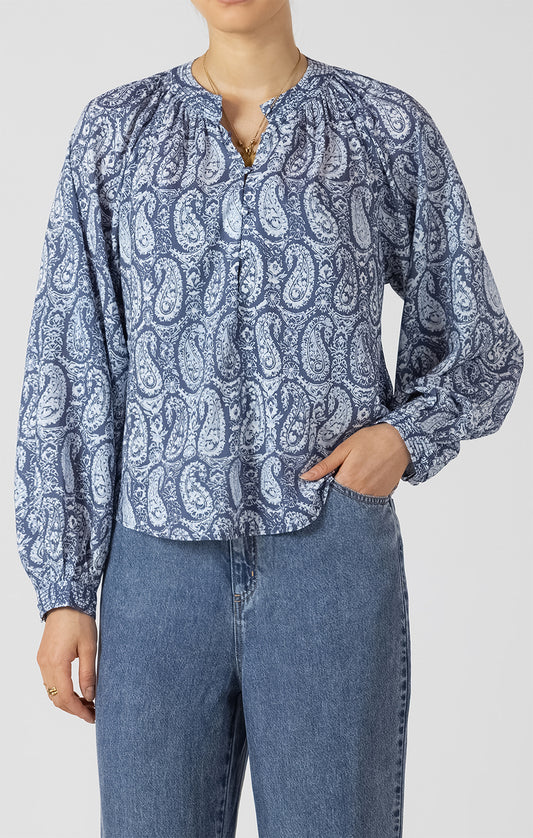 DEX- Balloon Sleeved Paisley Blouse