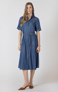 Black Tape- Belted Denim Utility Dress