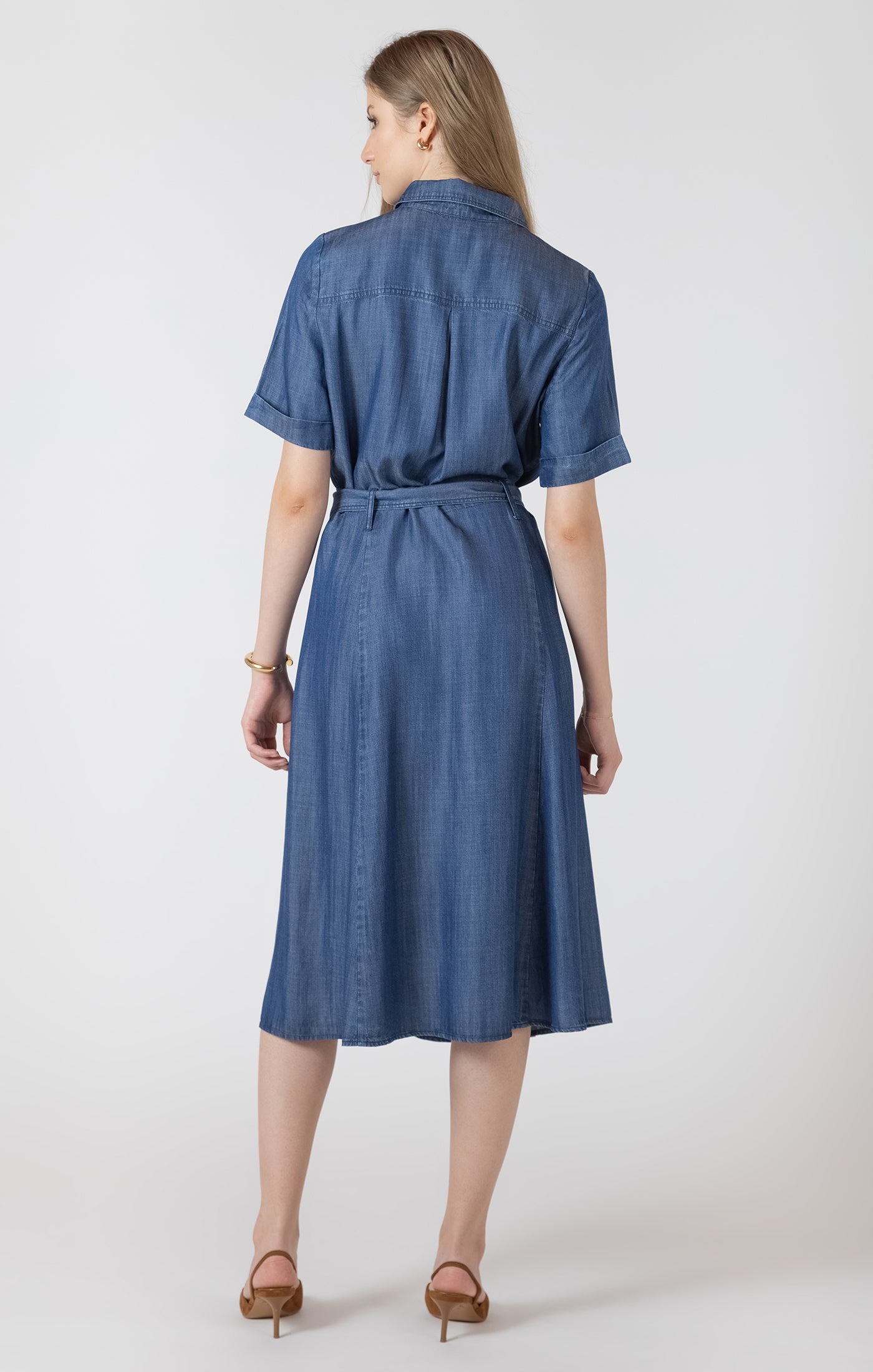 Black Tape- Belted Denim Utility Dress