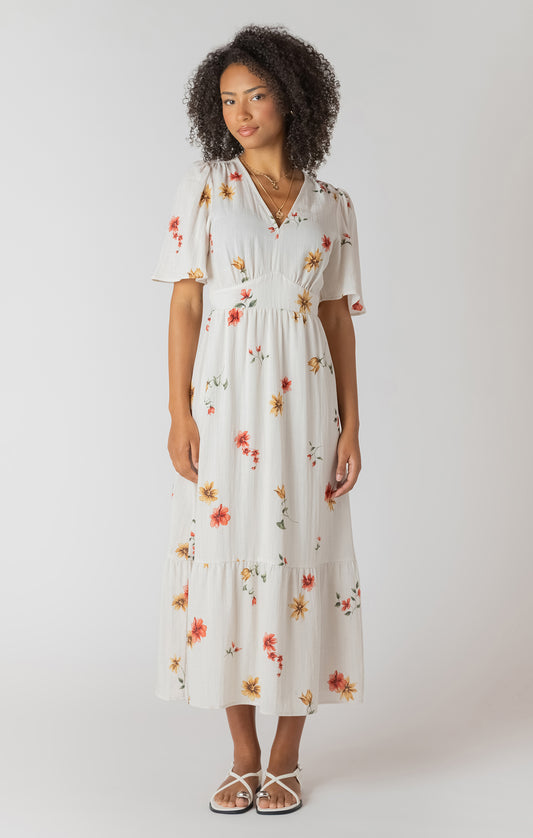 Room 34 - Floral Cutout Back Maxi Dress