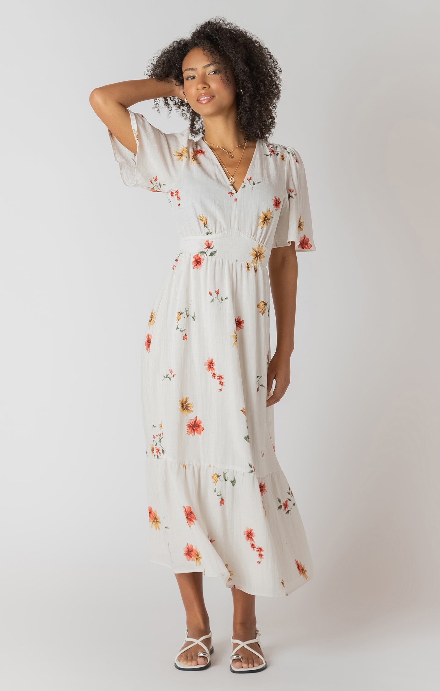 Room 34 - Floral Cutout Back Maxi Dress