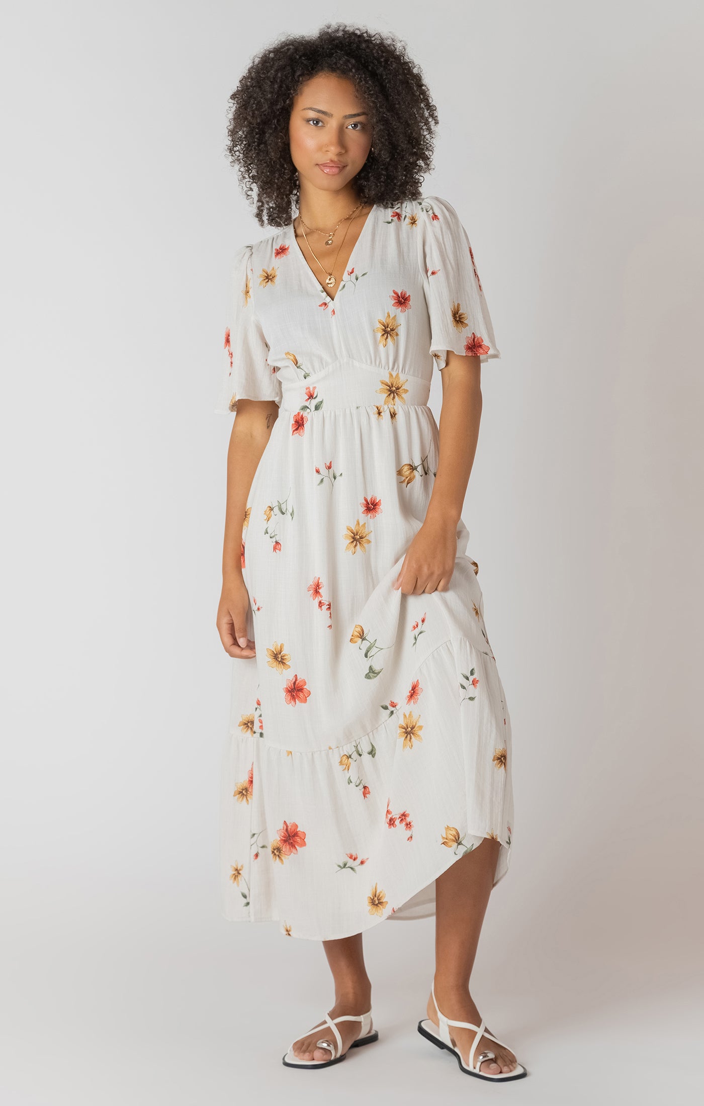 Room 34 - Floral Cutout Back Maxi Dress