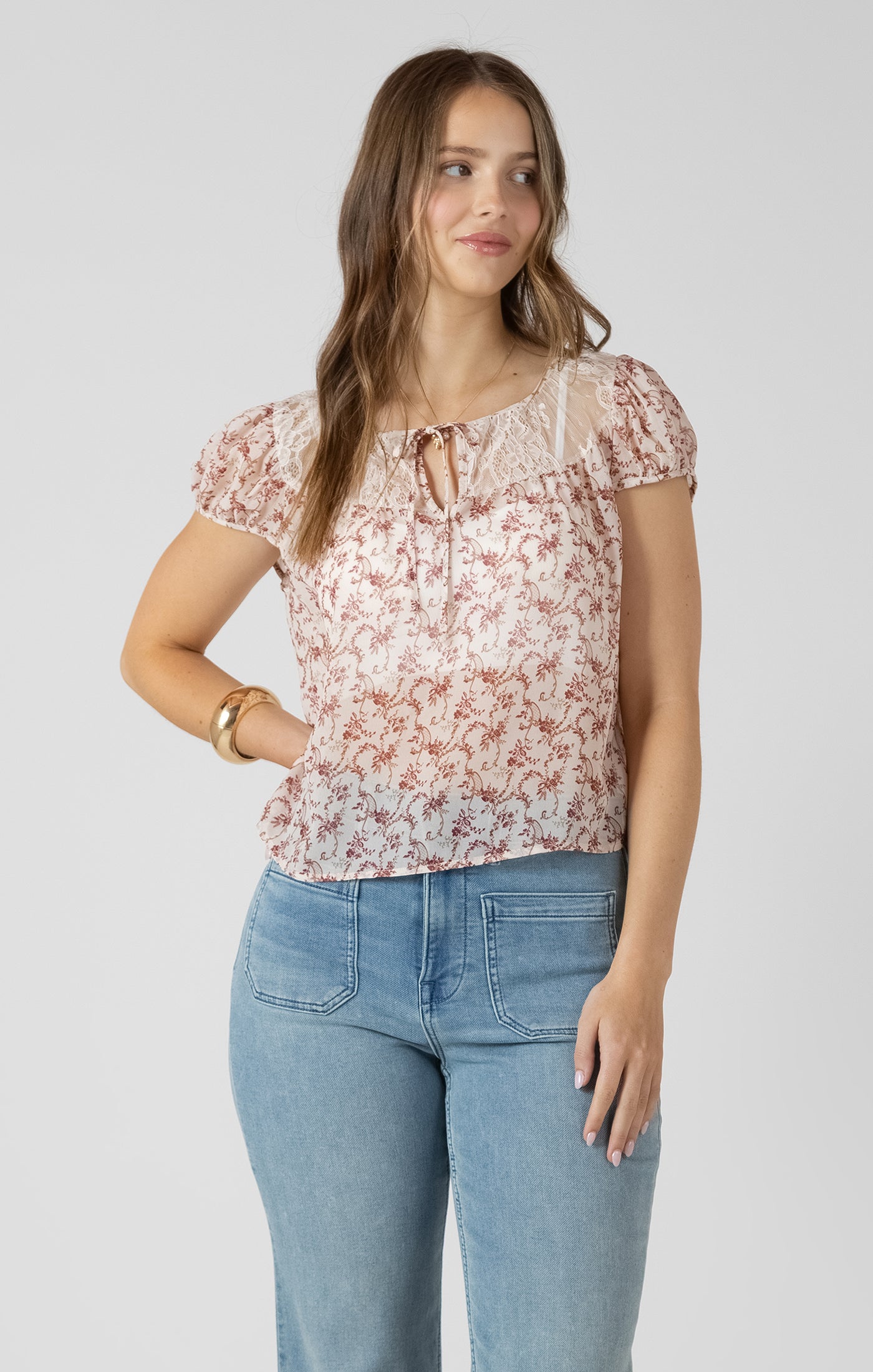 DEX - Lace Detail Tie Blouse