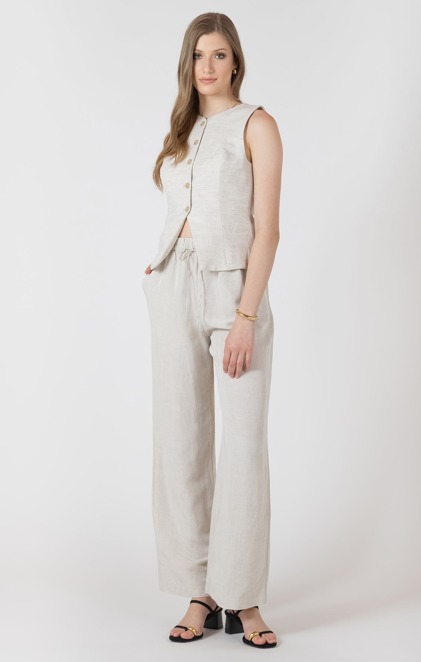 Dex- Linen Blend Button Up Vest
