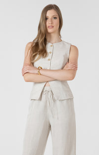 Dex- Linen Blend Button Up Vest