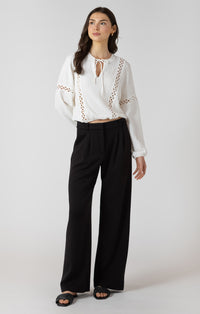 DEX- Lace Insert Textured Blouse
