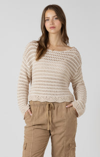 DEX- Scalloped Hem Open Stitch Sweater