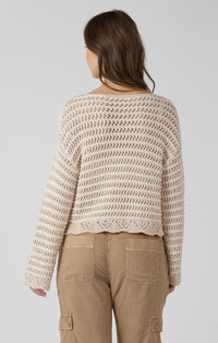 DEX- Scalloped Hem Open Stitch Sweater