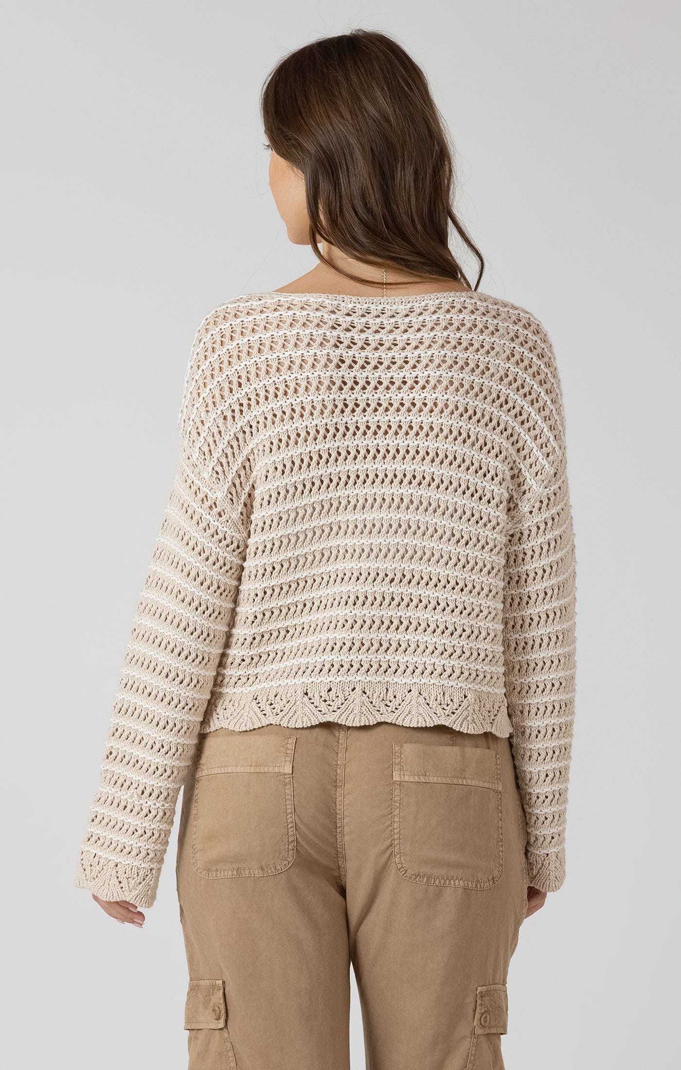 DEX- Scalloped Hem Open Stitch Sweater
