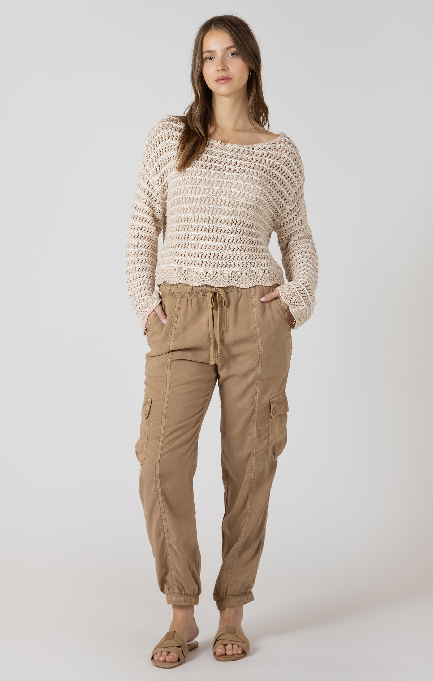 DEX- Scalloped Hem Open Stitch Sweater