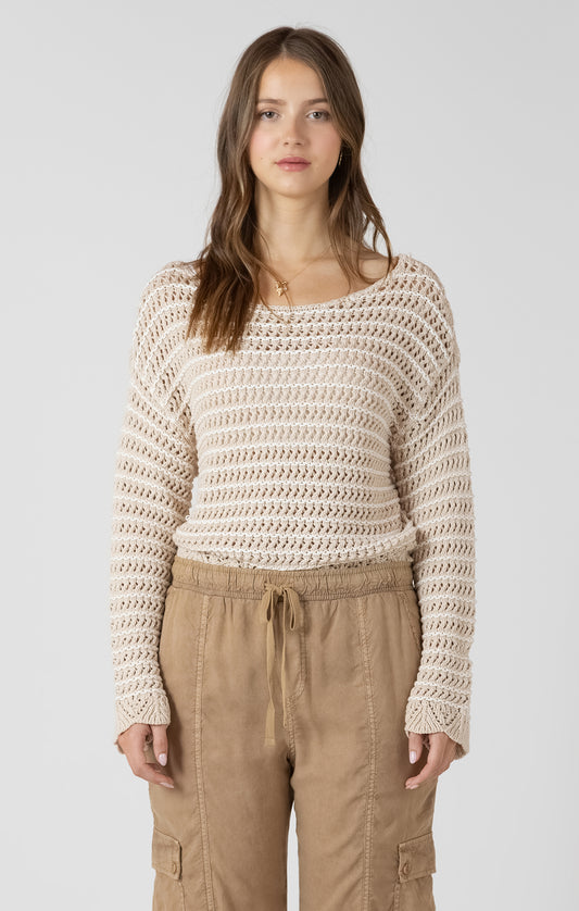 DEX- Scalloped Hem Open Stitch Sweater