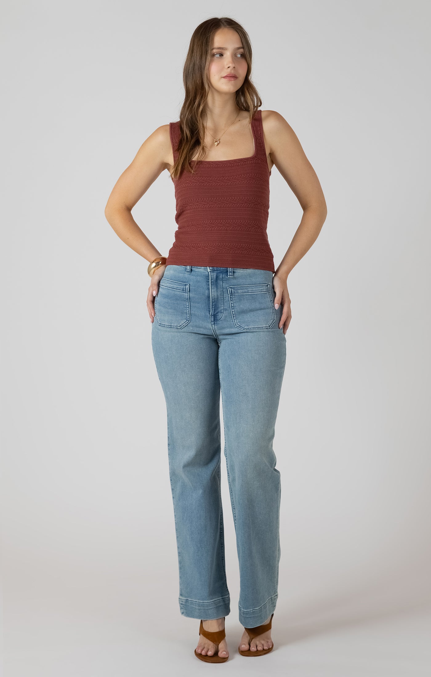 DEX- Square Neck Textured Tank Top