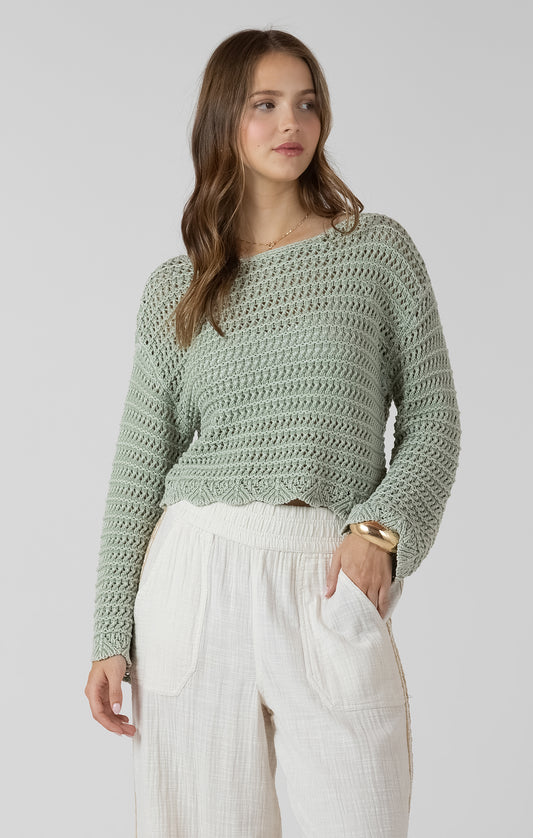 Dex - Scalloped Hem Open Stitch Sweater