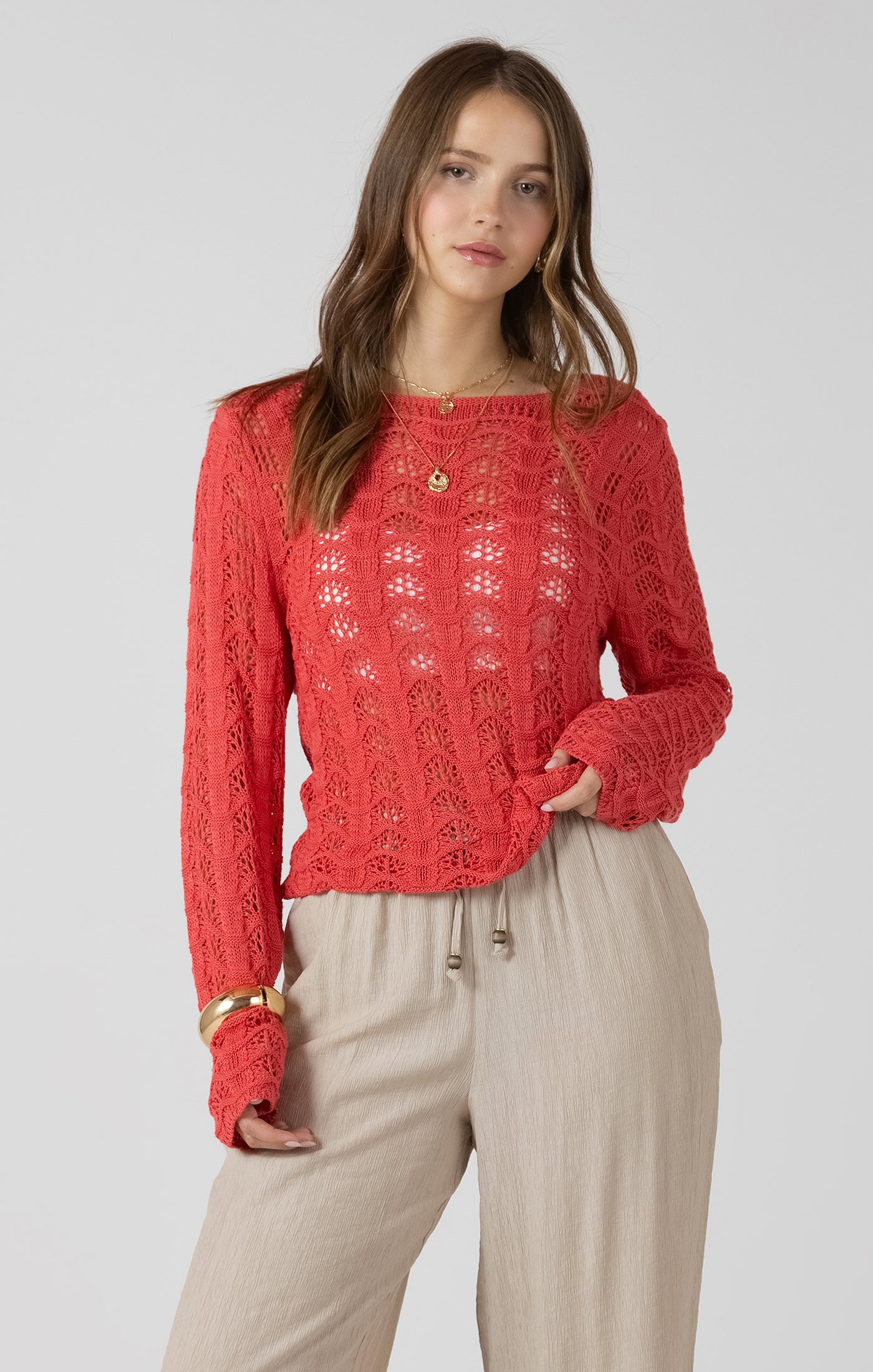 DEX- Scalloped Open Stitch Sweater