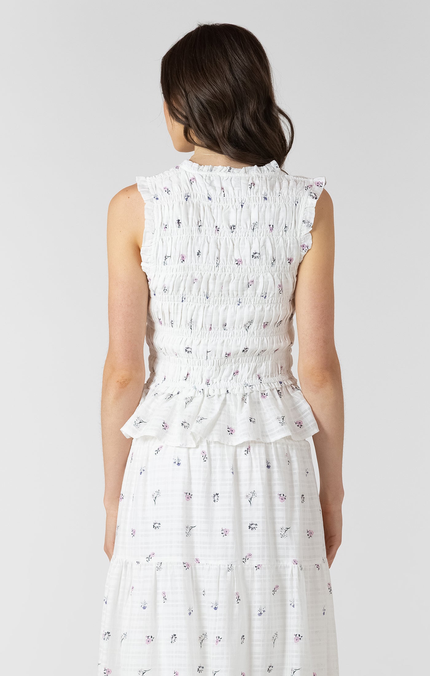 DEX- Elastic Detail Tie Front Top