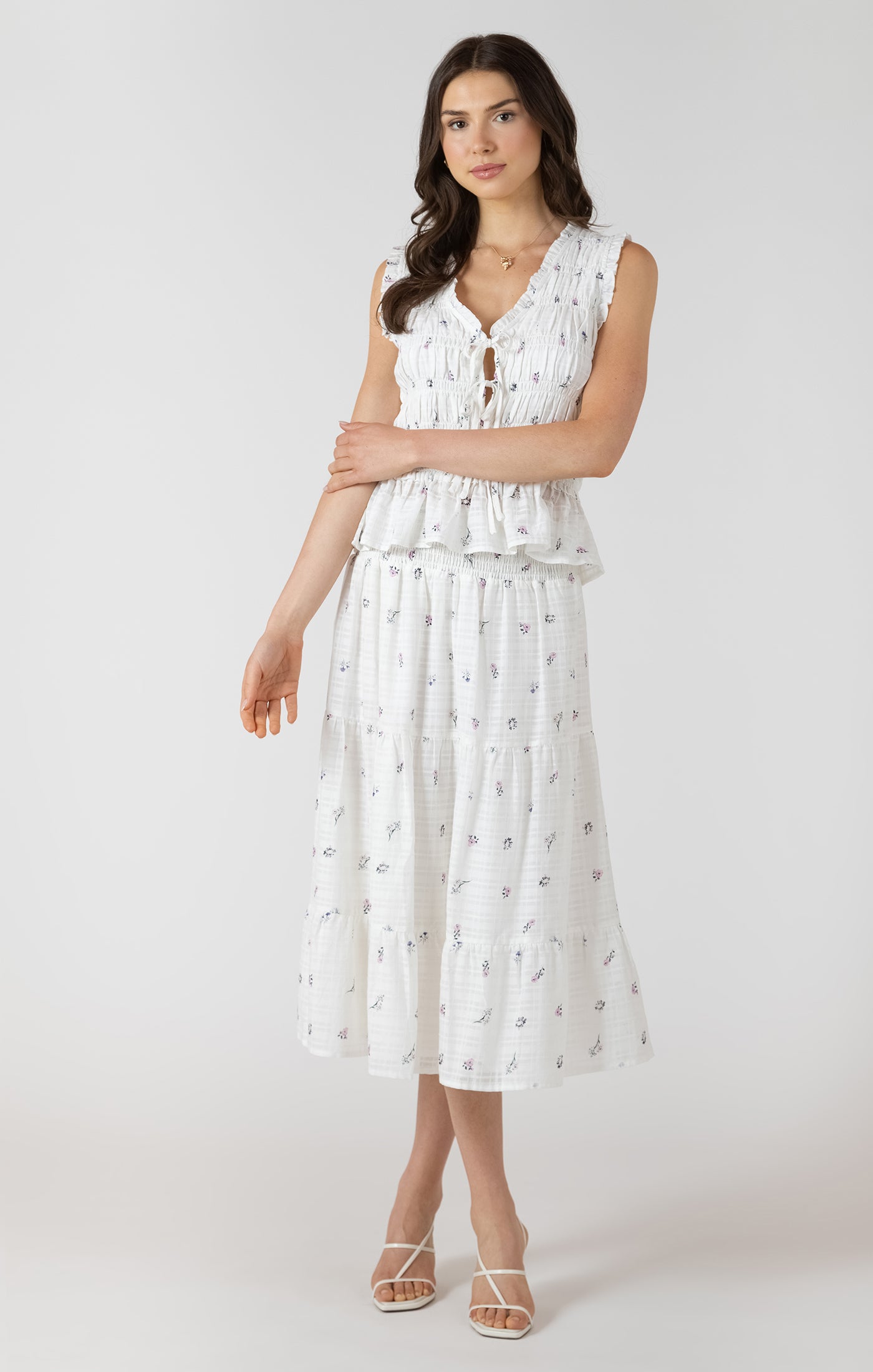 DEX - Smocked Waist Midi Skirt