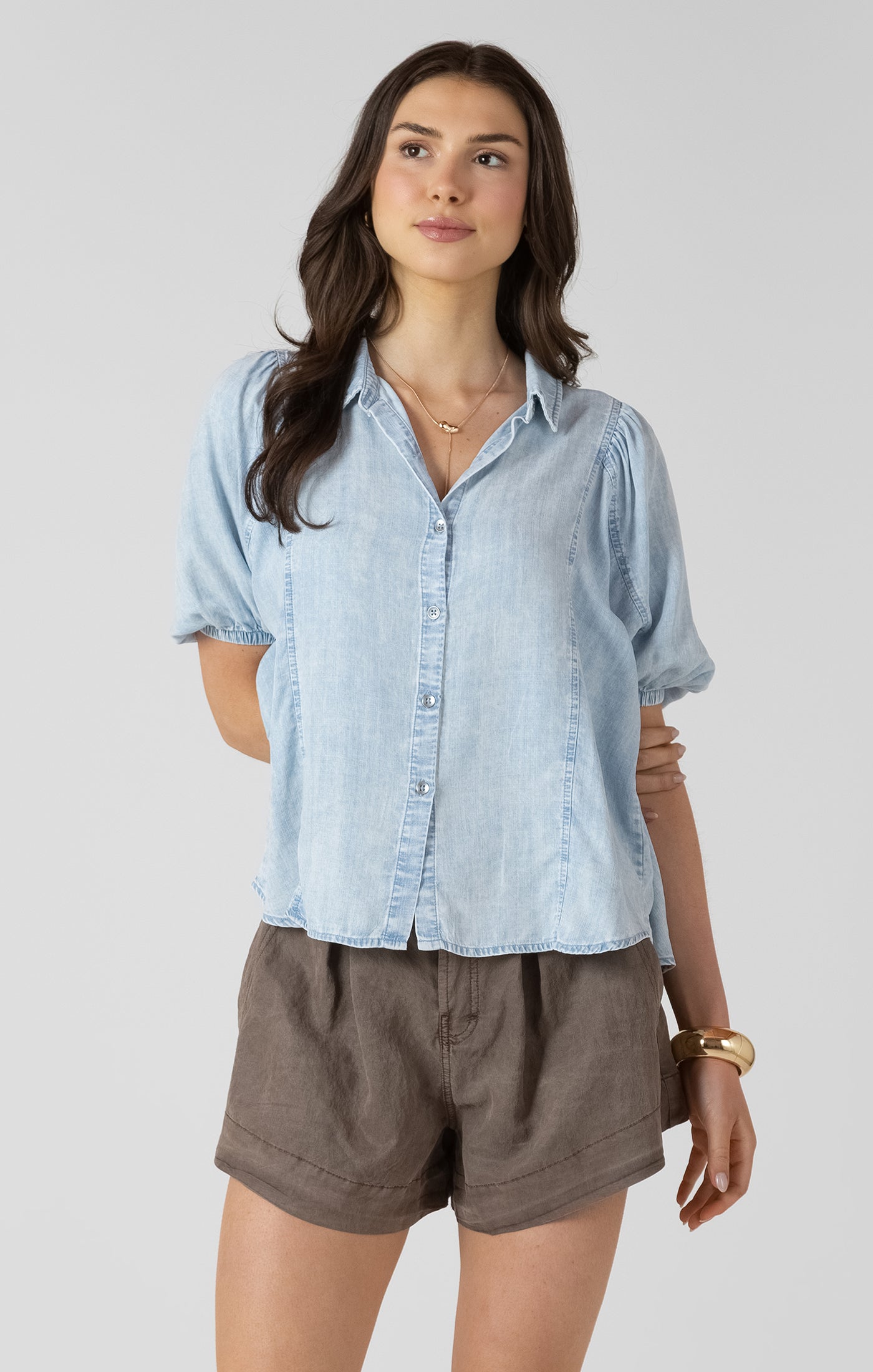DEX - Panelled Button Front Blouse