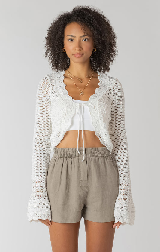 Room 34 - Tie Front Crochet Cardigan