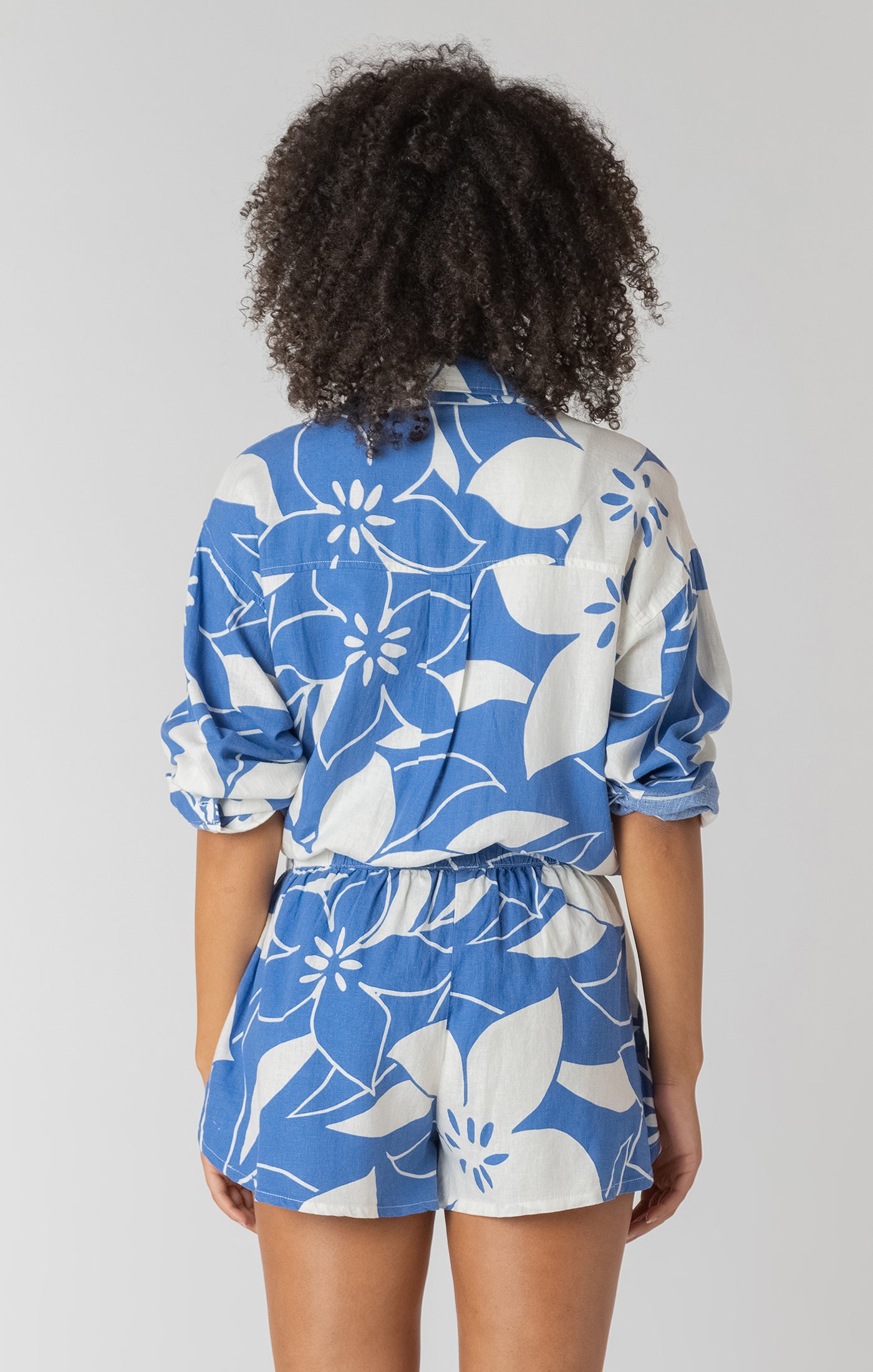 Room 34- Azure Floral Linen Shirt