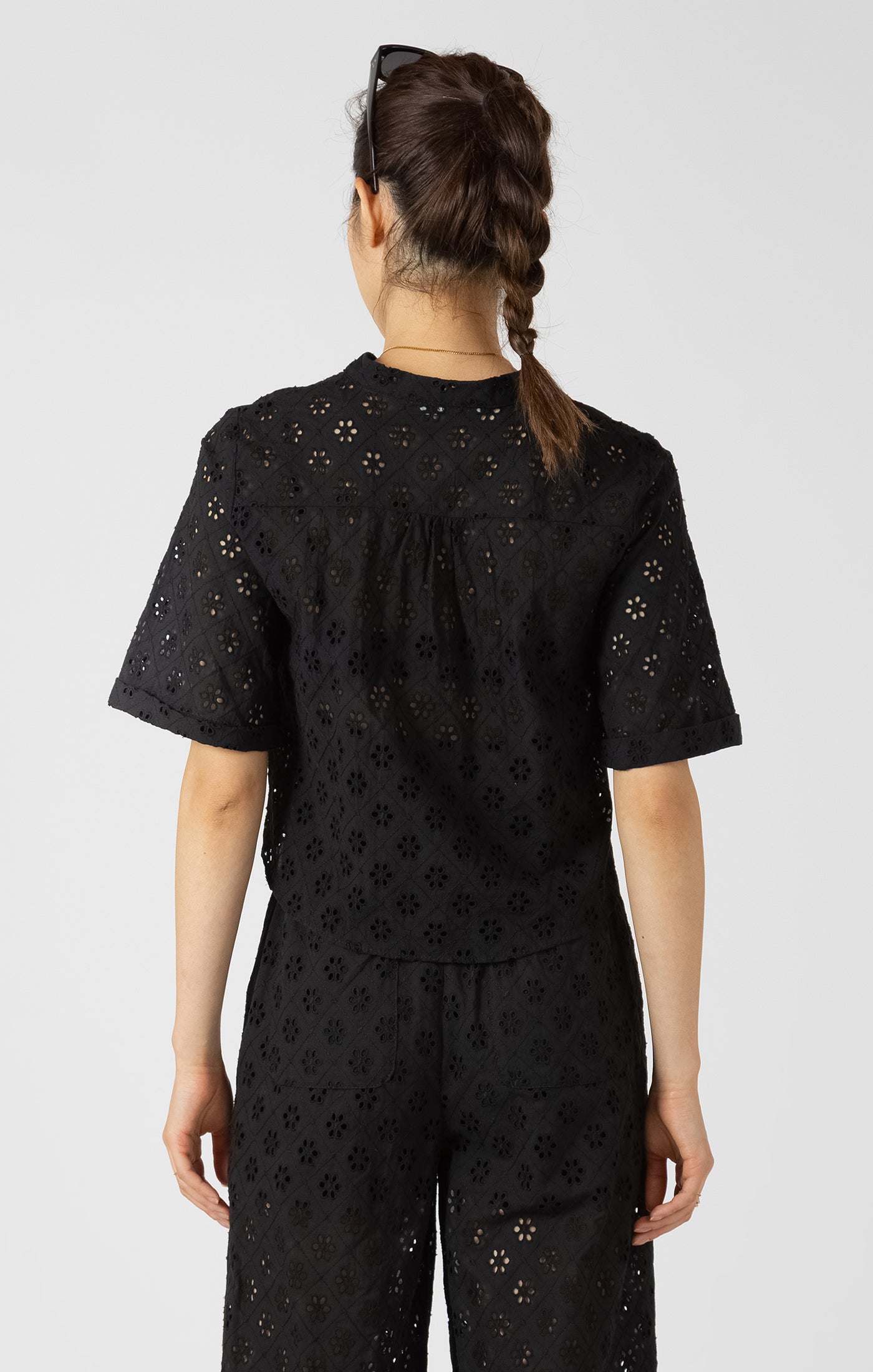 Black Tape - Eyelet Button Up Blouse