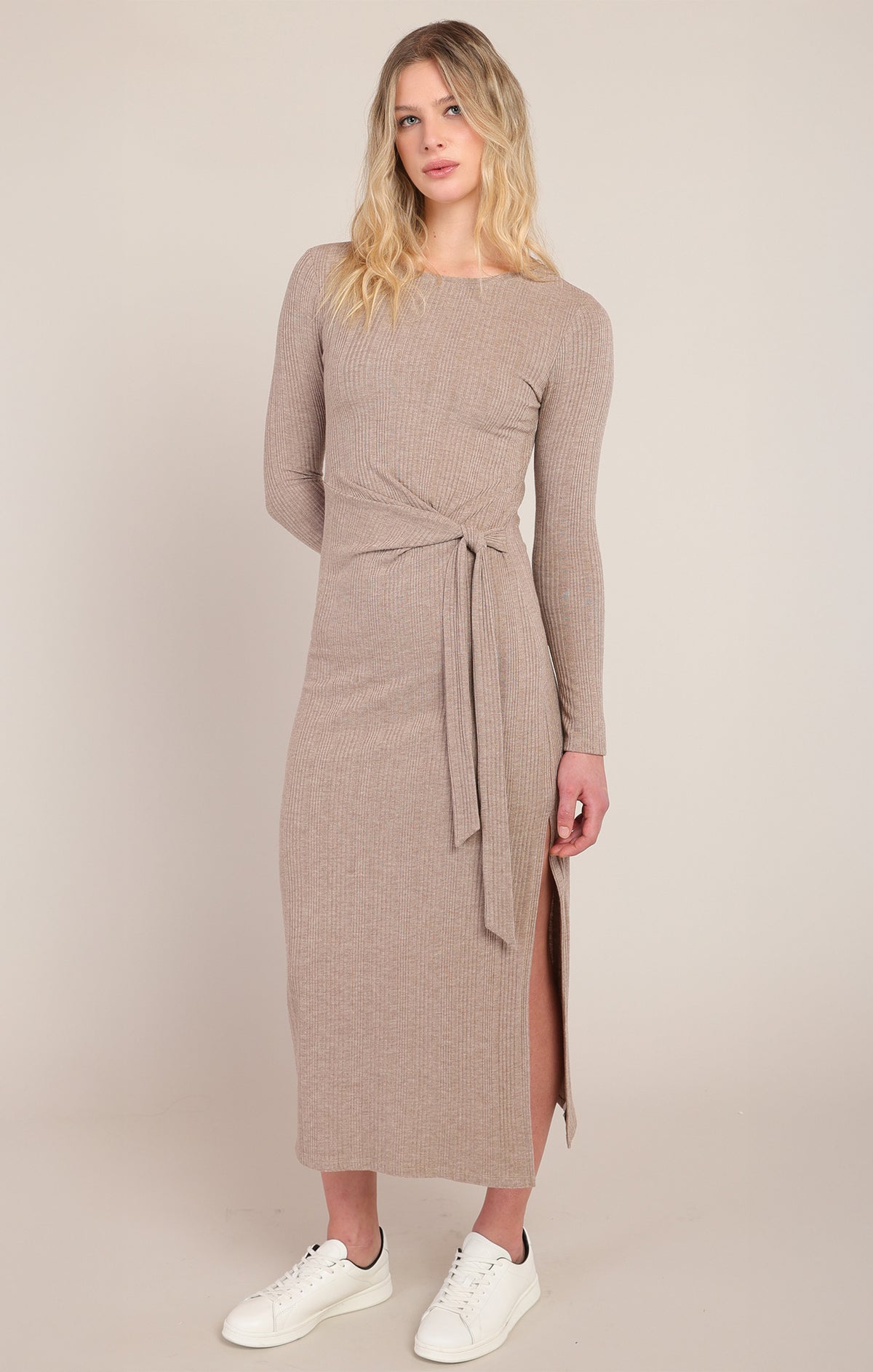 Soft Focus Tie-Waist Midi Dress