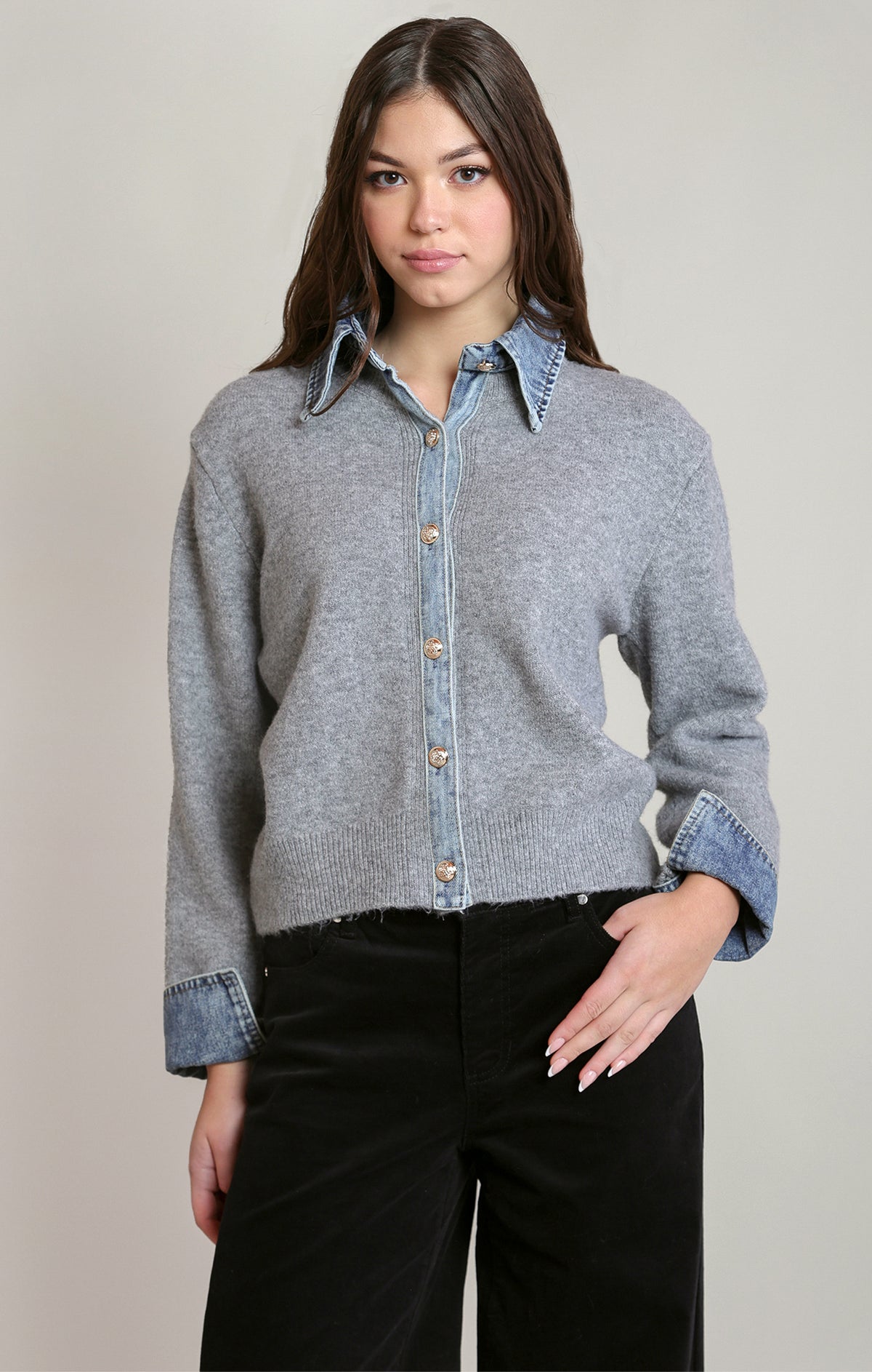 The Denim Detail Cardigan 🩶