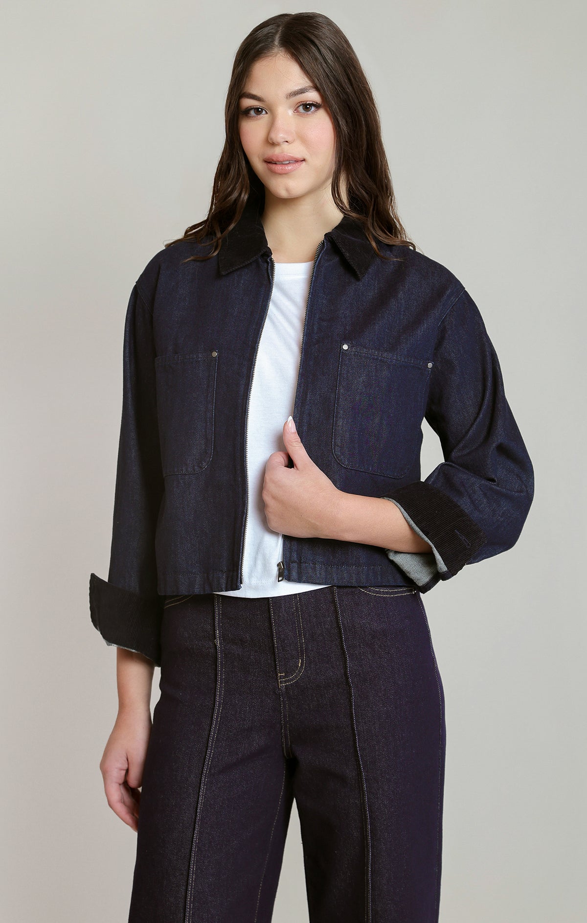 The Indigo Cord Collar Denim Jacket