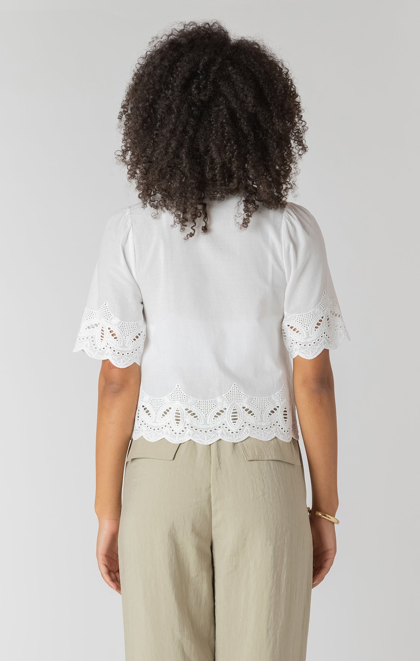 Room 34- Breezy Eyelet Trim Blouse