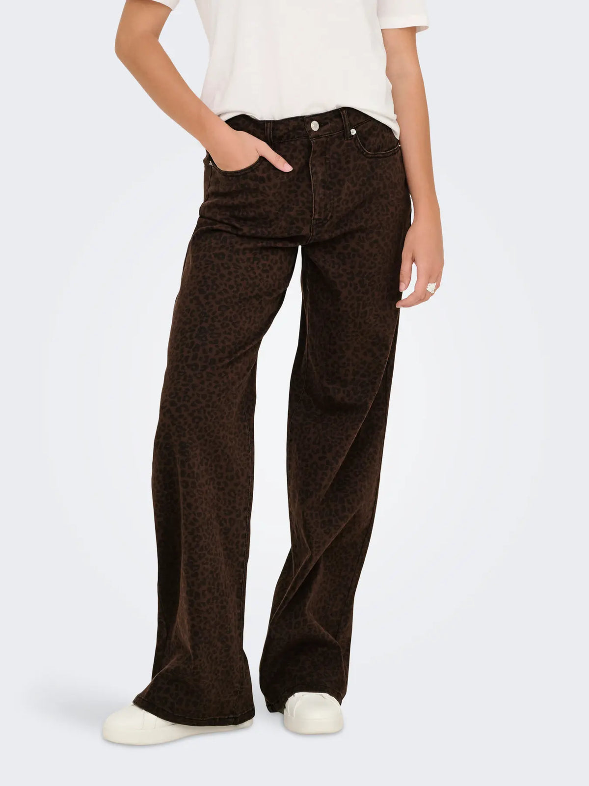 Only - Madison Wide Leg Animal Print Jeans