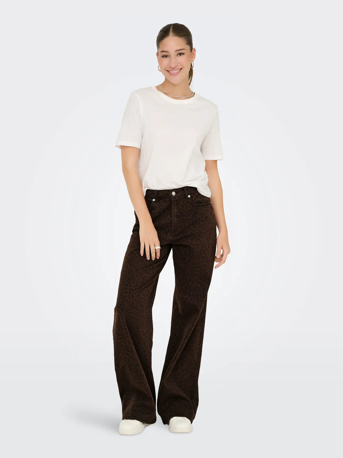 Only - Madison Wide Leg Animal Print Jeans