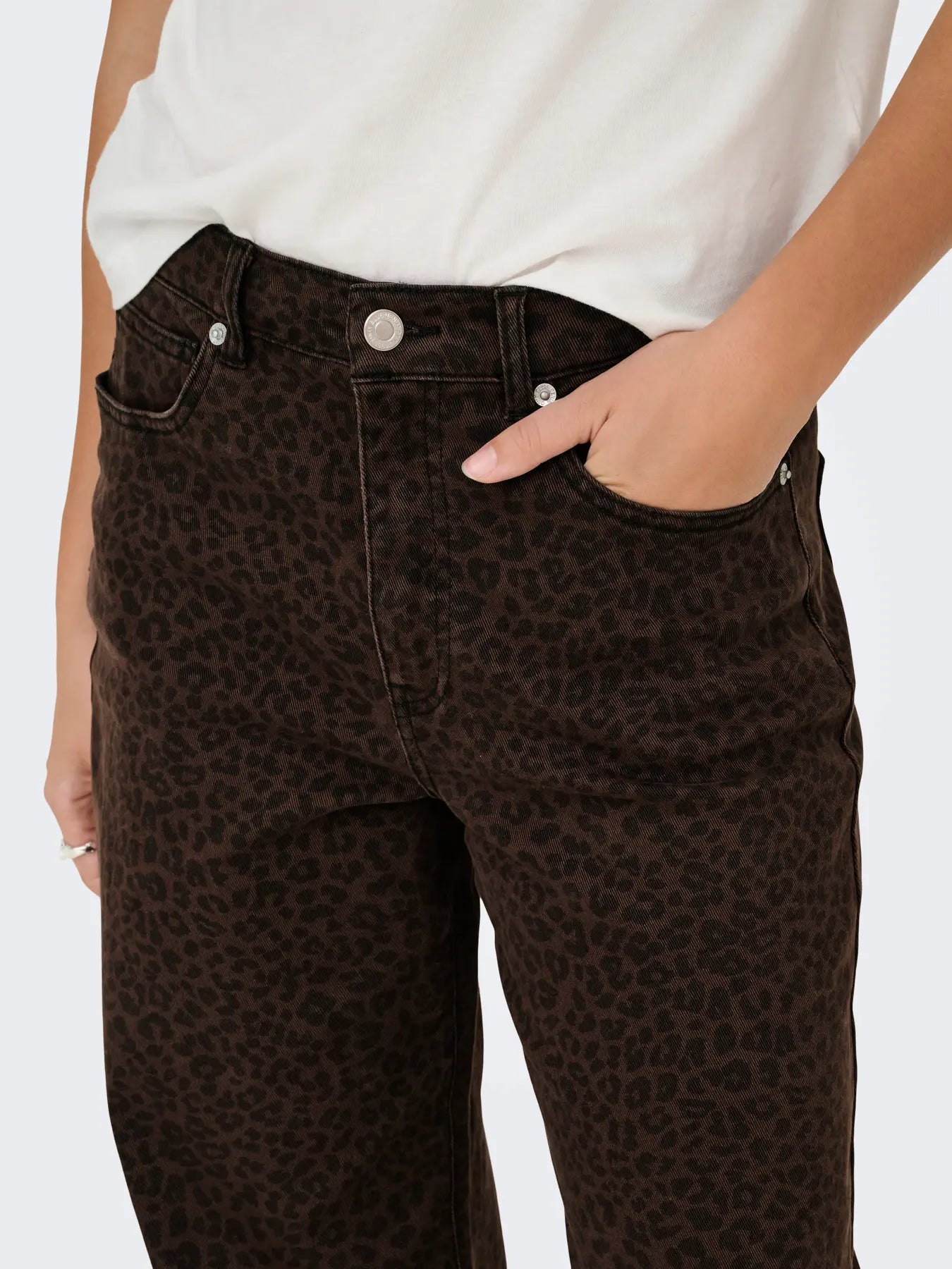 Only - Madison Wide Leg Animal Print Jeans