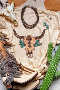 Steer Skull Graphic Print Tee