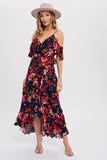 Olivia Cold-Shoulder Ruffled Wrap Dress