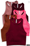 Heather Ribbed Seamless High Neck Cropped Tank