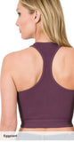 Heather Ribbed Seamless High Neck Cropped Tank