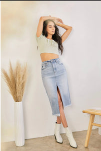 KanCan Sonia High Rise Asymmetrical Midi Skirt