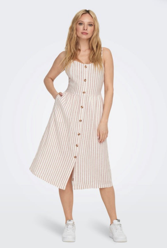 Only Luna Caro Strap Linen Blend Dress